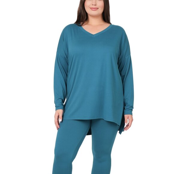 V‑Neck Long‑Sleeve Loungewear Leggings Set – Buttery Soft Brushed DTY Microfiber - Picture 3 of 5